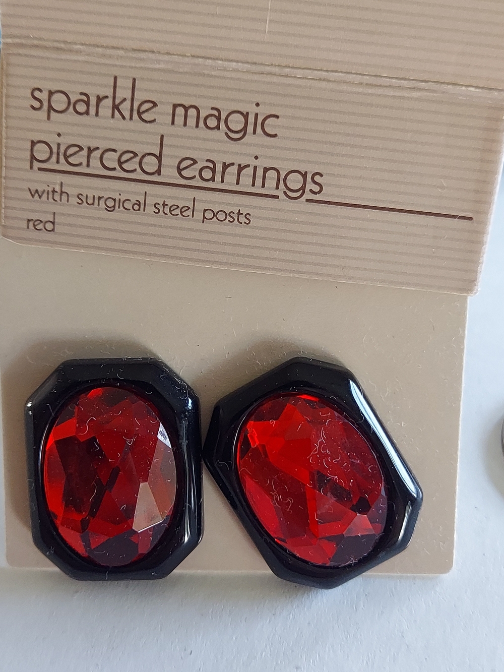 Vintage Avon Sparkle Majic Red Stud Earrings